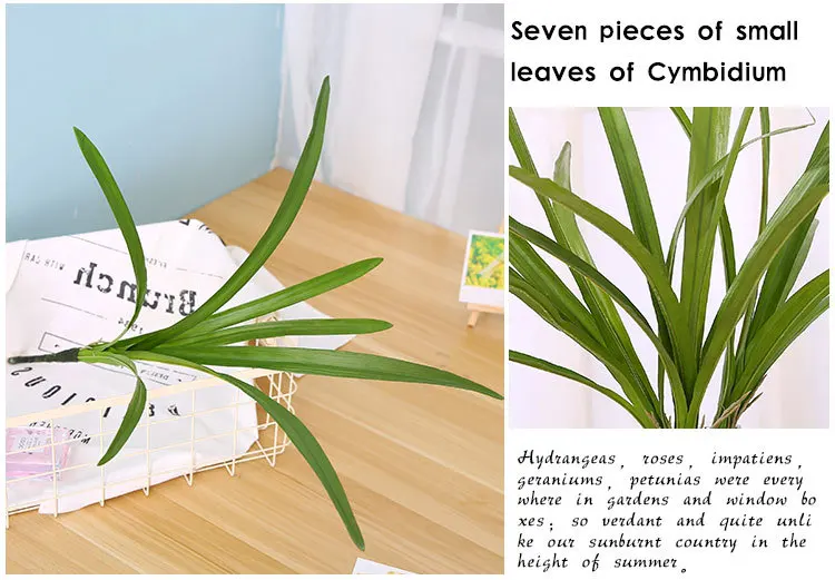 Искусственные зеленые листья шелк cymbidium лист Имитация Поддельные растения Цветок Аксессуары Свадебные DIY украшения для дома и офиса стол