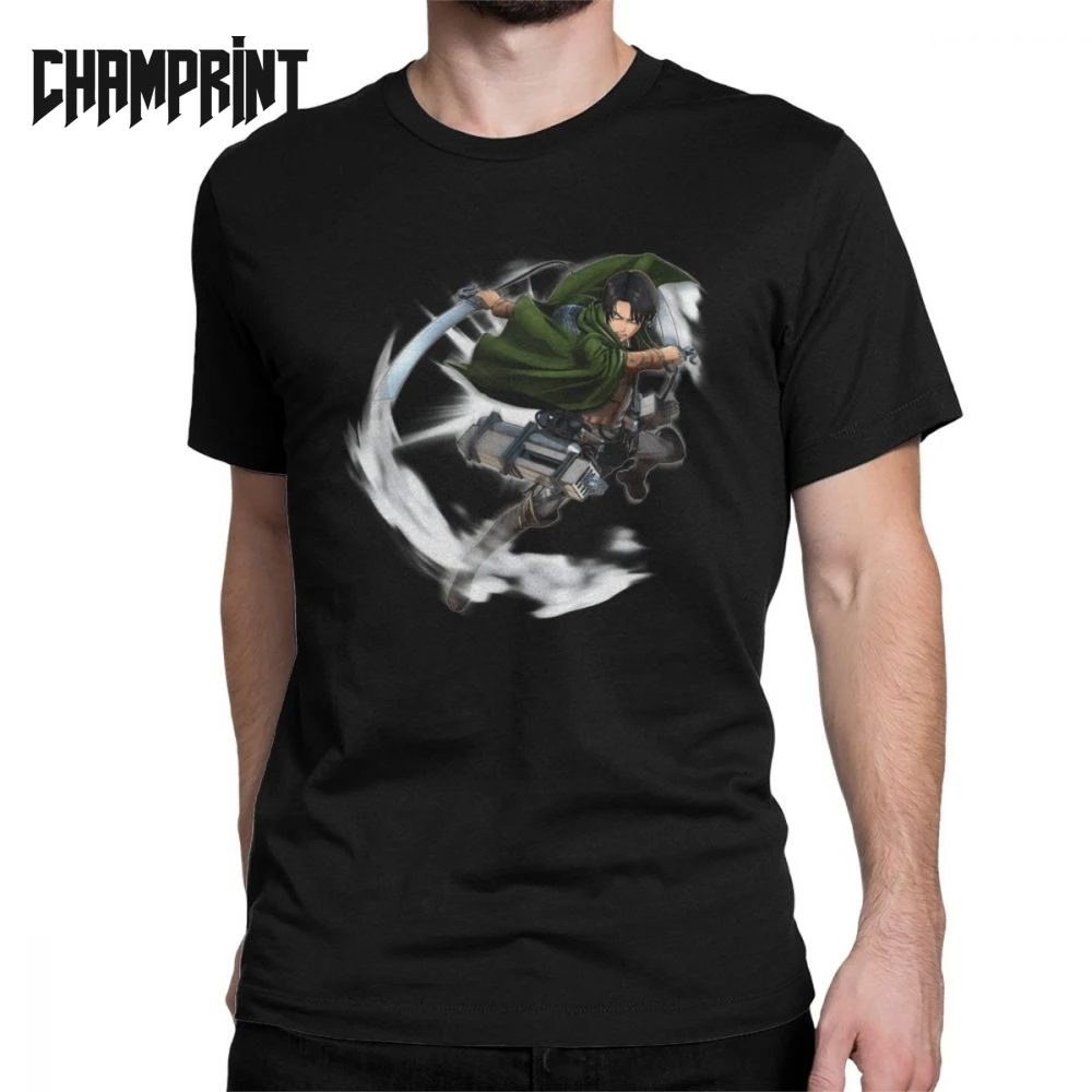 

Levi Attack On Titan T-Shirt for Men Ackerman Eren Anime Shingeki Manga AoT Leisure Cotton Tees Short Sleeve T Shirts New