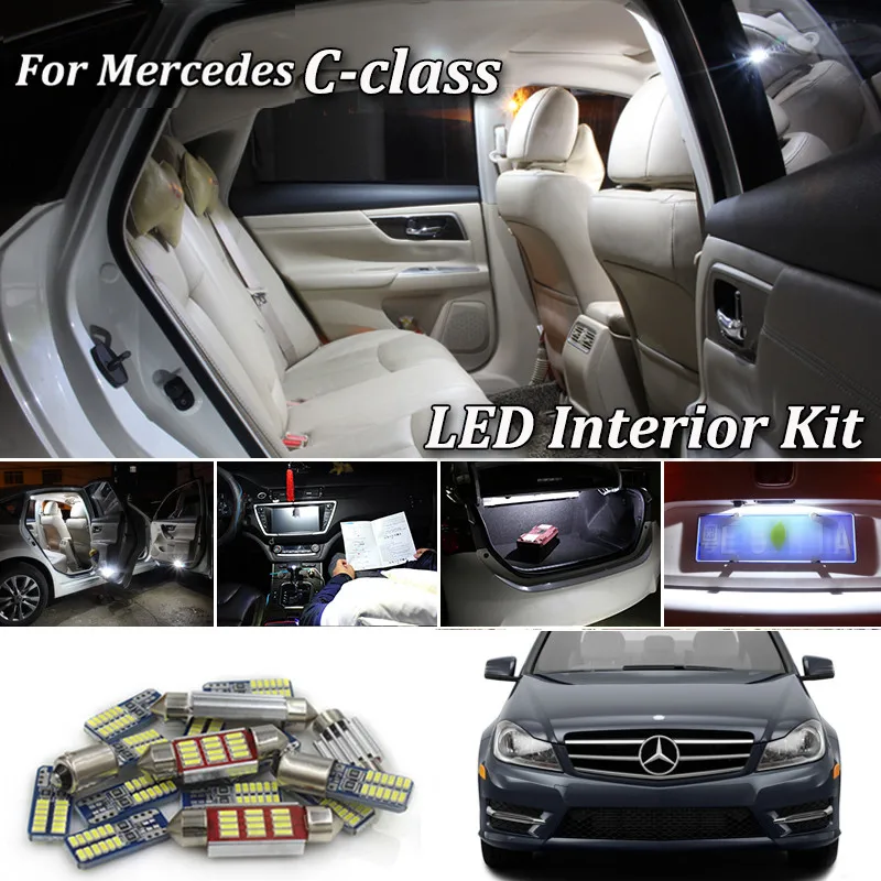 

100% Canbus White LED bulb interior dome Light Kit For Mercedes Benz C class W202 W203 W204 S202 S203 S204 C204 (1993-2014)