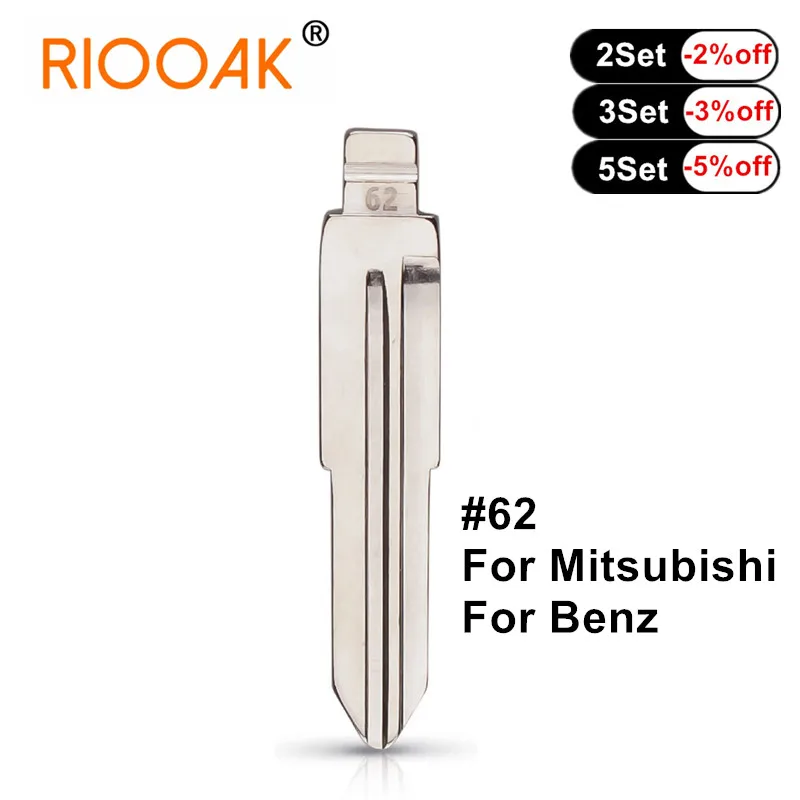 #62 Metal Blank Uncut Flip KD VVDI Remote Key Blade 10pcs/lot for Mitsubishi (left) Benz Auto Replacement Blade key case car key shell key shell