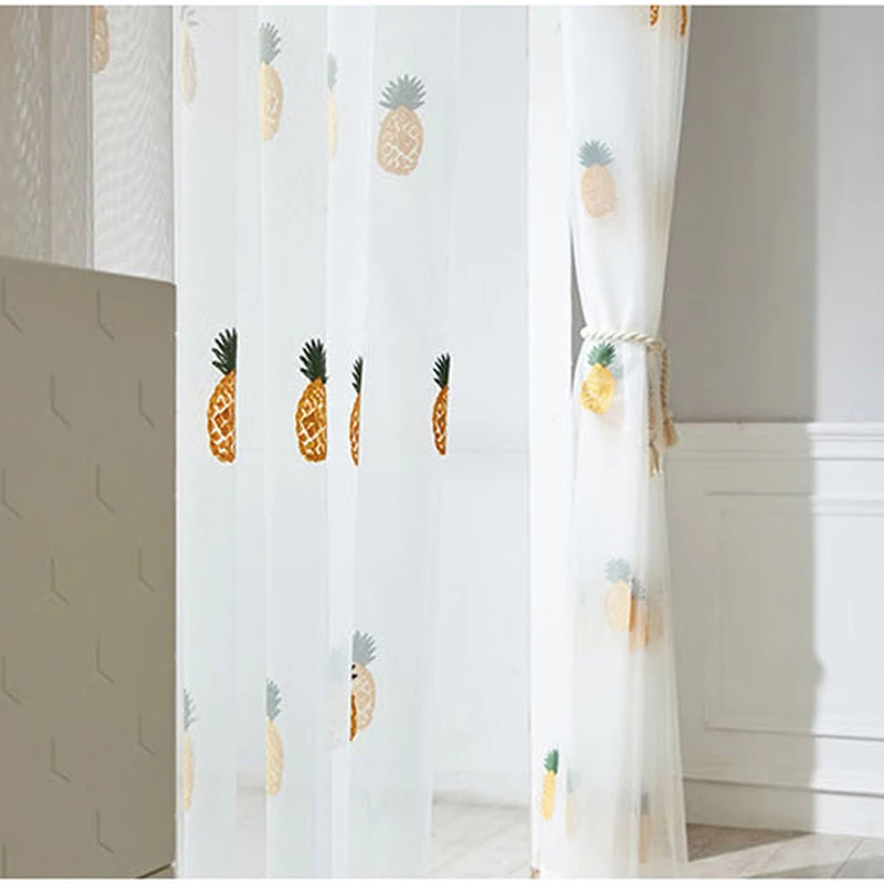 Занавеска на окна газовое полотенце для спальни вышитая белая сетчатая ткань