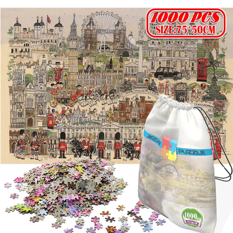 

1000Pcs FreeHand London 3D Jigsaw Puzzles Adults Game Toys for Toys Boring Game Building Assembling Educational Toys