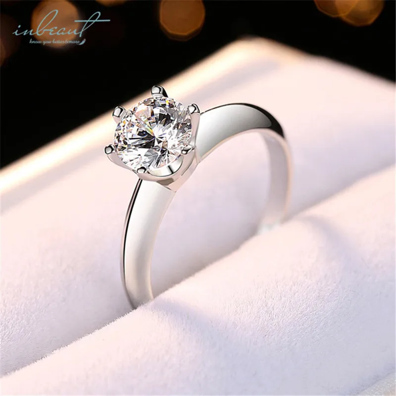 Inbeaut 925 серебро 1-3 карата отличное Сверкающее круглое почти Moissanite кольцо с высоким содержанием углерода похожие обручальные кольца с брилиантами подарок