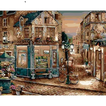 

Coffee Shop Paint By Numbers Coloring Hand Painted Home Decor Kits Drawing Canvas DIY Oil Painting Pictures By Numbers