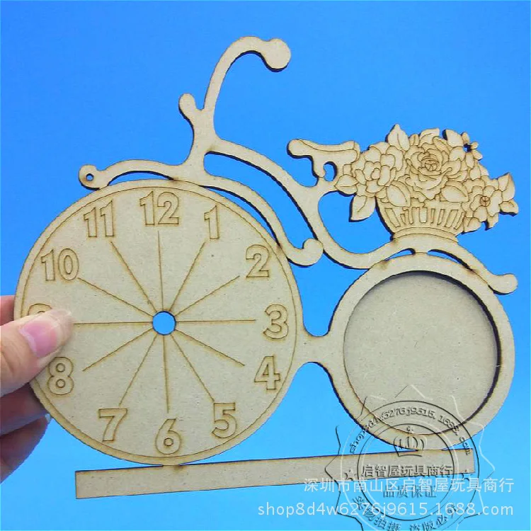 DIY лазерная резка дерево деревянная творческая глина рамка заводная Милая рамка велосипедный циферблат
