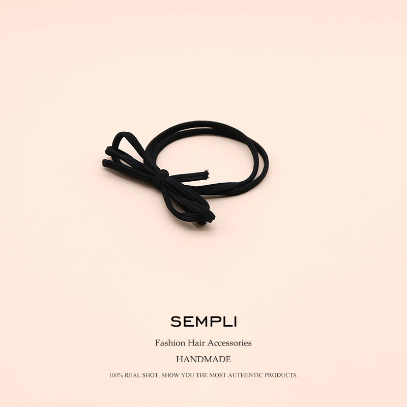 Sempli высокая эластичность нейлоновые эластичные резинки для волос пластиковый медведь с бусинами для девочек женские резинки Детские аксессуары для волос - Цвет: Black