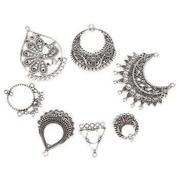

10pcs Vintage Antique Silver Metal Alloy Earring Charm Connectors For Making DIY Earrings Findings Jewelry Accessories