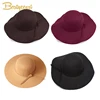 Closeout Autumn Winter Hat for Kids Wool Bow Children Girls Hat Adjustable Bowler Hats Kids Cap YypyZgqD0