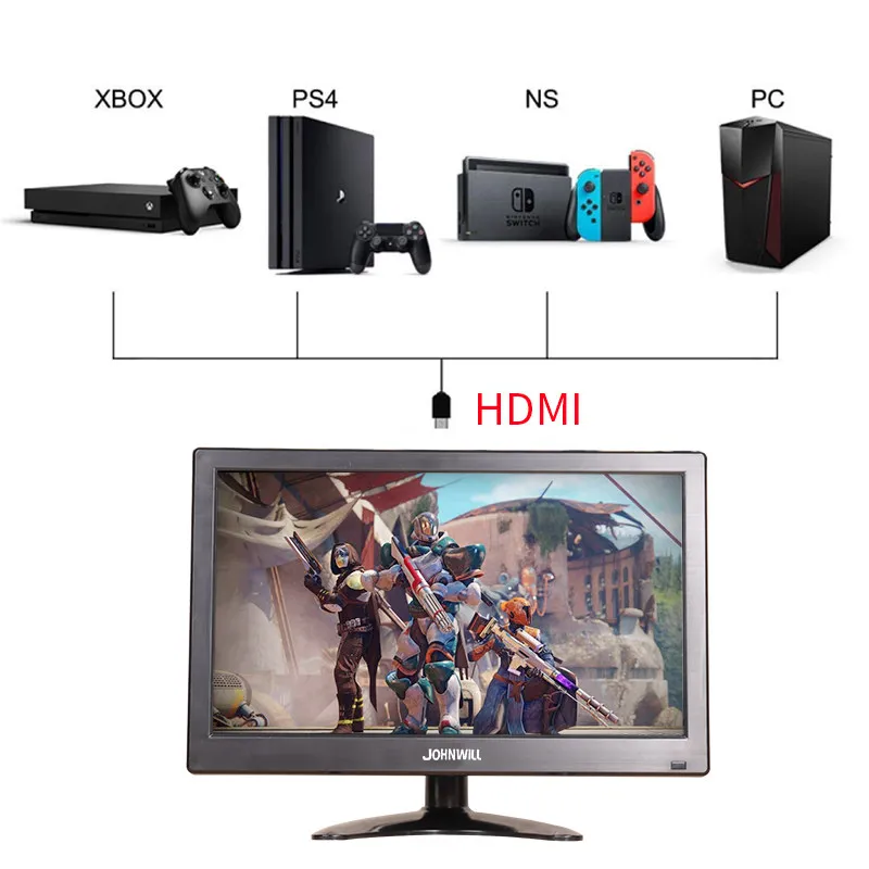 Monitor de Jogos dc para Raspberry Novo Polegada Pequeno Monitor Portátil pc Ips 1080 p Display Hdmi Vga Usb Bnc av v pi 12 Lcd hd - Imagem 3