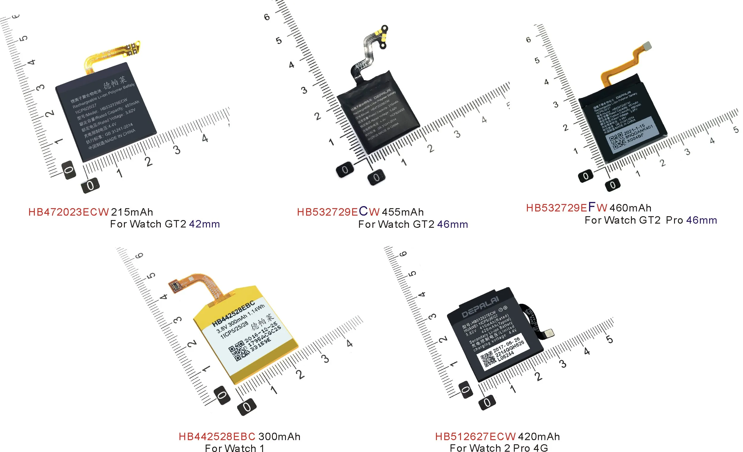 HB442528EBC HB512627ECW HB472023ECW HB532729ECW Battery For Huawei Watch 1 2 Pro 4G GT2 42mm GT2 46mm Battery Replacement