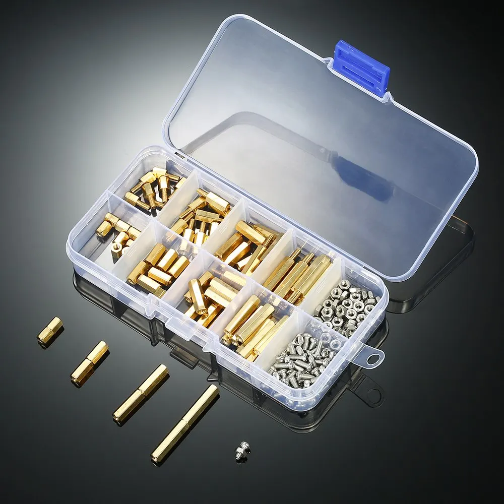 

180 Pieces Fastener Hardware Tool Set Male Female Hex Brass Spacer Standoff Screws M3/M2.5 Nuts Assortment Kit
