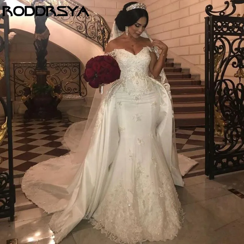 RODDRSYA сексуальное современное с открытыми плечами с юбкой-годе свадебное платье со съемным шлейфом юбки арабские африканские подвенечные свадебные платья