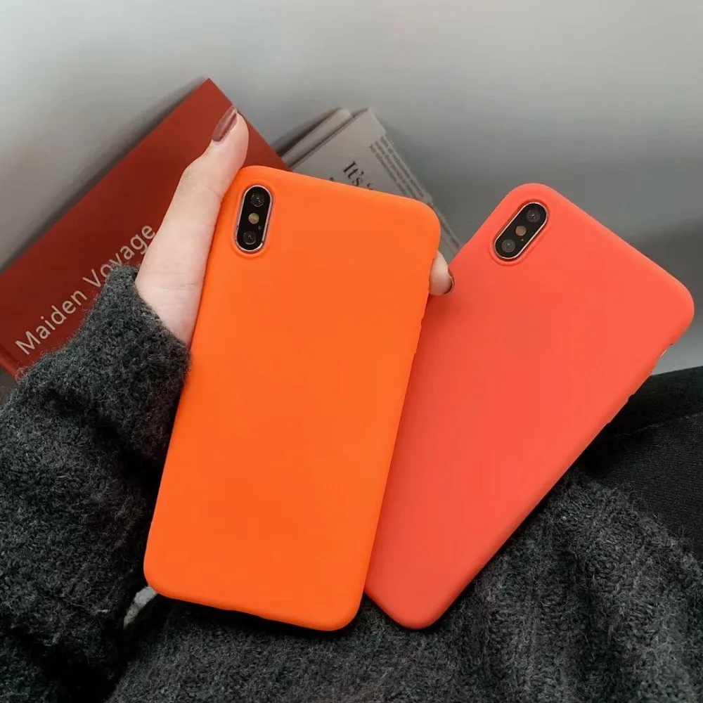 Чехол Ourpho из мягкого ТПУ для iphone X XR XS MAX простые яркие однотонные Чехлы 6 6s 7 8 plus