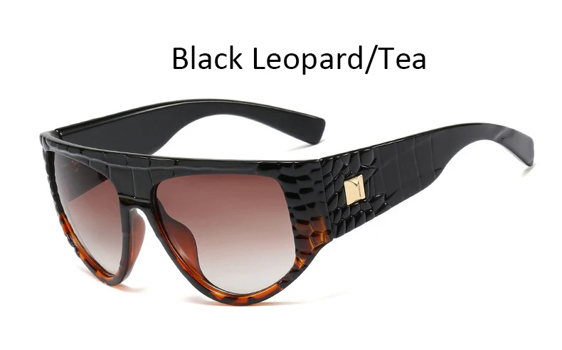 Black Leopard Tea Женские солнцезащитные очки-авиаторы с большой оправой, роскошные брендовые дизайнерские винтажные роскошные женские солнцезащитные очки, модные очки - Цвет линз: Black Leopard Tea