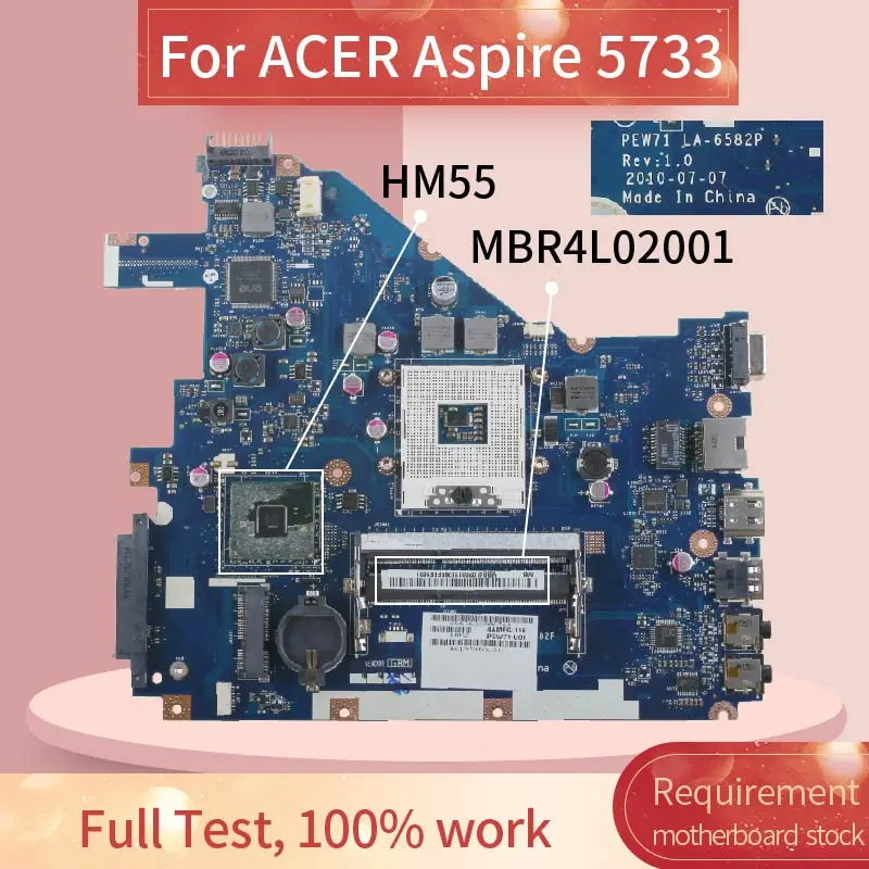 Placa-mãe do Portátil para Acer Aspire Notebook Mainboard La-6582p Hm55 Ddr3 Mbr4l0200 5733 - Imagem 2