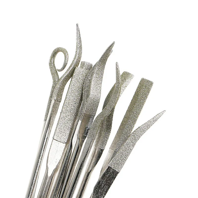 10Pcs Diamond Coated Mini Riffler Files Set Bent Curved Needle Files for Jewelers Ceramic Glass Metal Wood Carving Craft Tools (1)