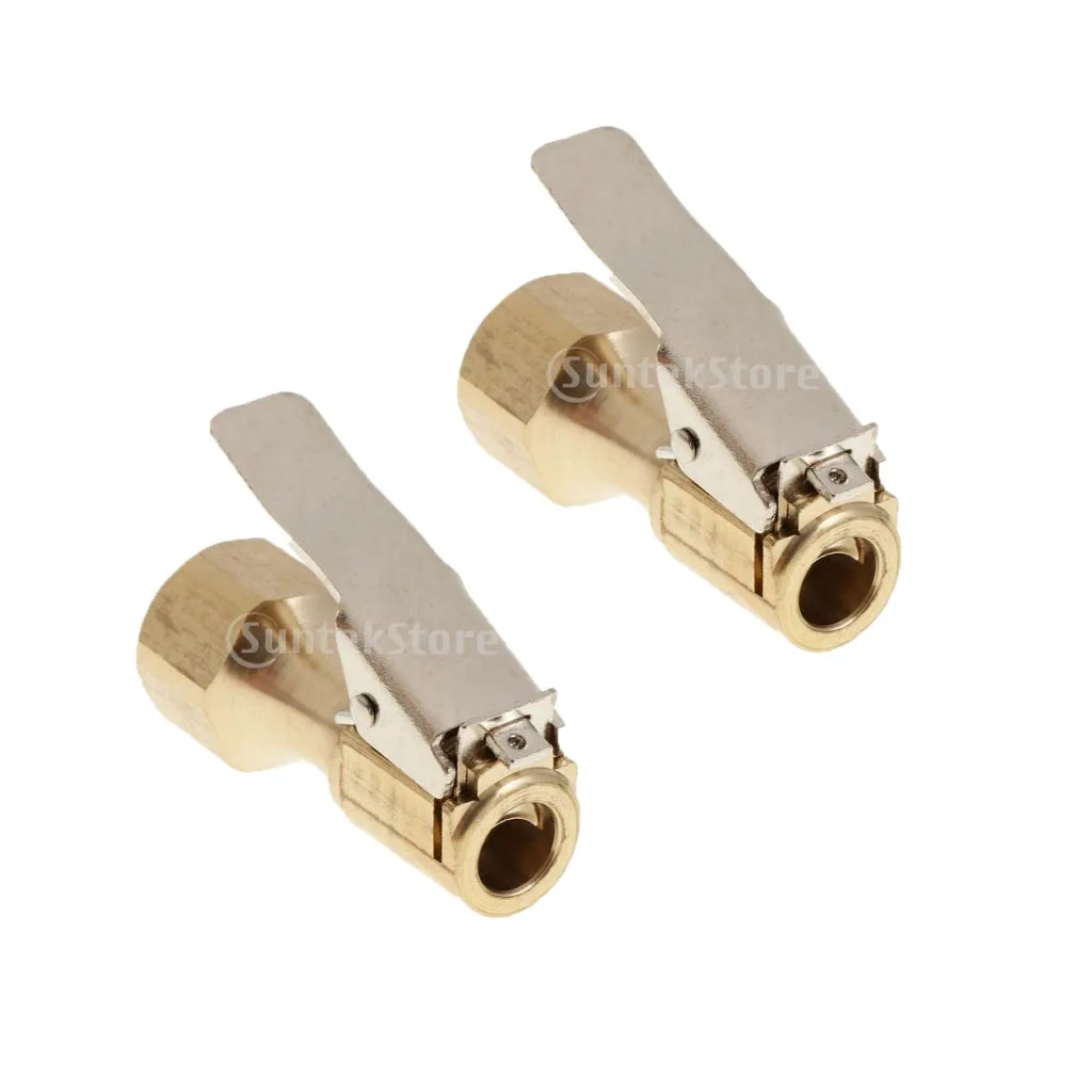Pair 1/4 inch NPT Ball Foot Air Chuck w/ Clips, Truck Auto Car Tire Hose Tool,Clip-on Ball Foot Air Chuck, 1/4 Female Thread