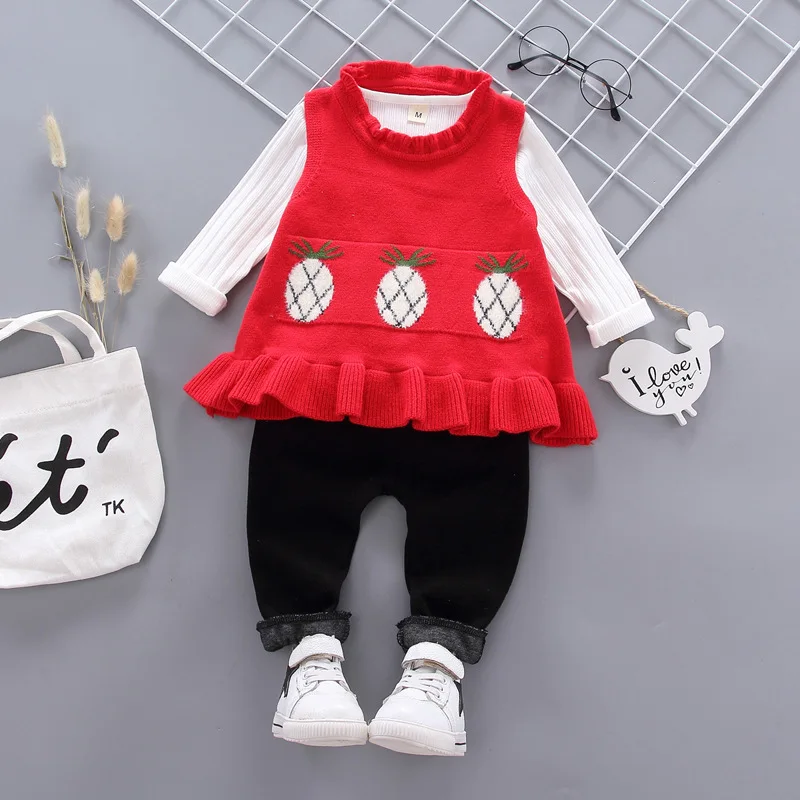 

Autumn Spring Baby Girls Clothes Sets Toddler Girl Kids Fashion Cotton Vest+tops+pants 3pcs Suit For Children Girls Cute Outfits