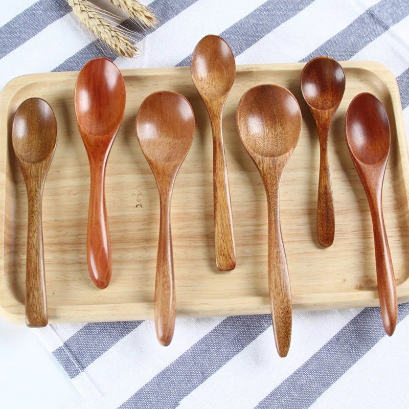 New Wooden Spoon Bamboo Kitchen Cooking Utensil Tool Soup Teaspoon