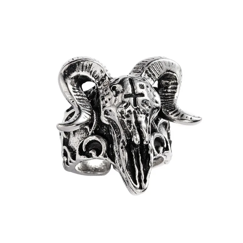 Finger Ring Silver Ring Retro Punk Demon Skeleton Hip Hop Rock Locomotive Titanium Steel Alloy for Men and Women