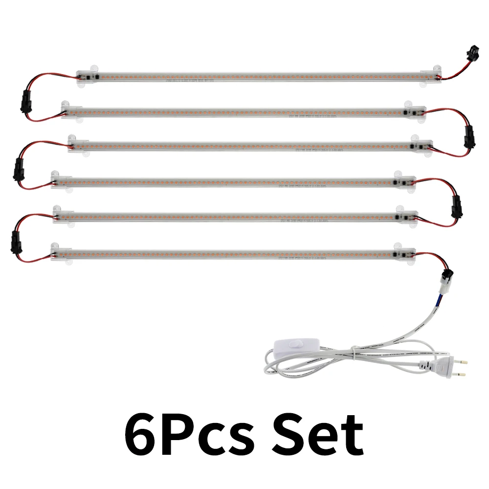 6 Set Светодиодный светильник для выращивания, AC220V, 8 Вт, высокая световая эффективность, полный спектр, светодиодный светильник для выращивания растений, 50 см/30 см, 72 светодиодный, 1-6 шт. в наборе - Испускаемый цвет: 6 Set