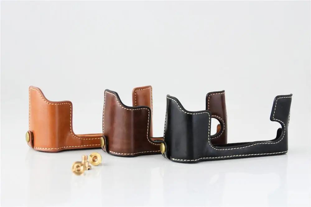 Borsa Per Fotocamera In Pelle Pu Metà Corpo Per Fujifilm Xe3 Fuji Xe-3 Fotocamera Proteggi Coperchio Apertura Batteria Con Vite