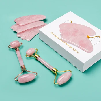 

Natural Jade Stone Gua Sha Roller Slimming Face Scraper Massager Lifting Firming Tool Facial Massage Skin Beauty Care Guasha Set