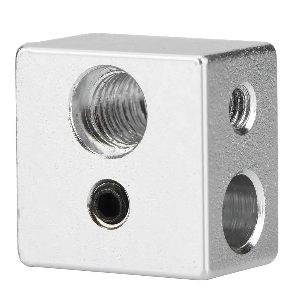 2шт MK10 экструдер Hotend нагревательный блок, 20x20x13 мм алюминий M7 резьба Тепловая проба Быстрое рассеивание тепла для 3D-принтера