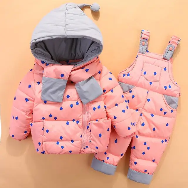 Г. Зимний комбинезон для маленьких мальчиков, Детский пуховик, комбинезоны зимний костюм Детское пальто для девочек от 1 до 4 лет, комплект одежды, костюм для малышей - Цвет: Pink