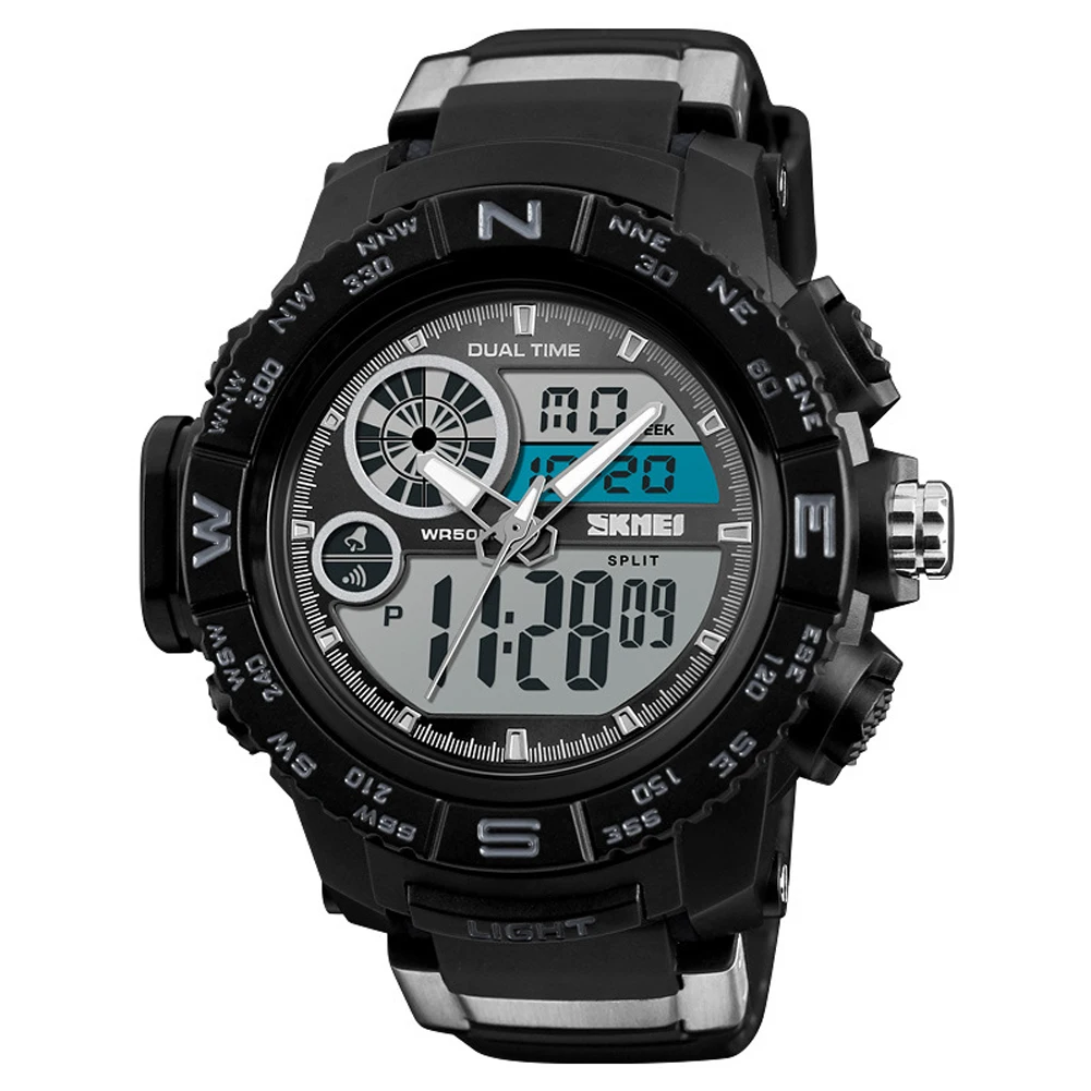 

Men Luminous Military 50M Waterproof Wristwatch Student Electronic Multifunctional Dual Display Sport Outdoor LED Digital Watch