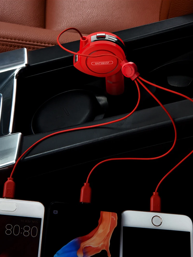 3 в 1 USB Автомобильное зарядное устройство для iphone xs samsung S10 автомобильное зарядное устройство Micro usb type C кабель Быстрая быстрая зарядка для Xiaomi huawei