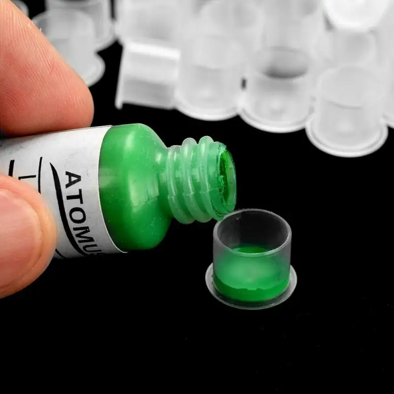 Tazas de tinta de plástico para tatuaje, transparente, pequeño número, maquillaje permanente, pigmento, tatuajes, Color, alta calidad, 100 Uds.