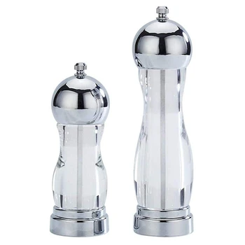 

Adjustable Pepper Sea Salt Grinder Round Head Pepper Mill Acrylic Manual Grinder Seasoning Bottle Kitchen Spice Mill