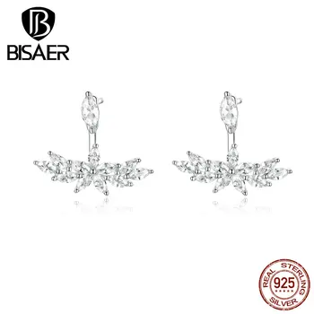 

Flower Earrings BISAER 925 Sterling Silver Spring Flower Shape Stud Earrings for Women Clear Cubic Zircon Women Jewelry EFE287