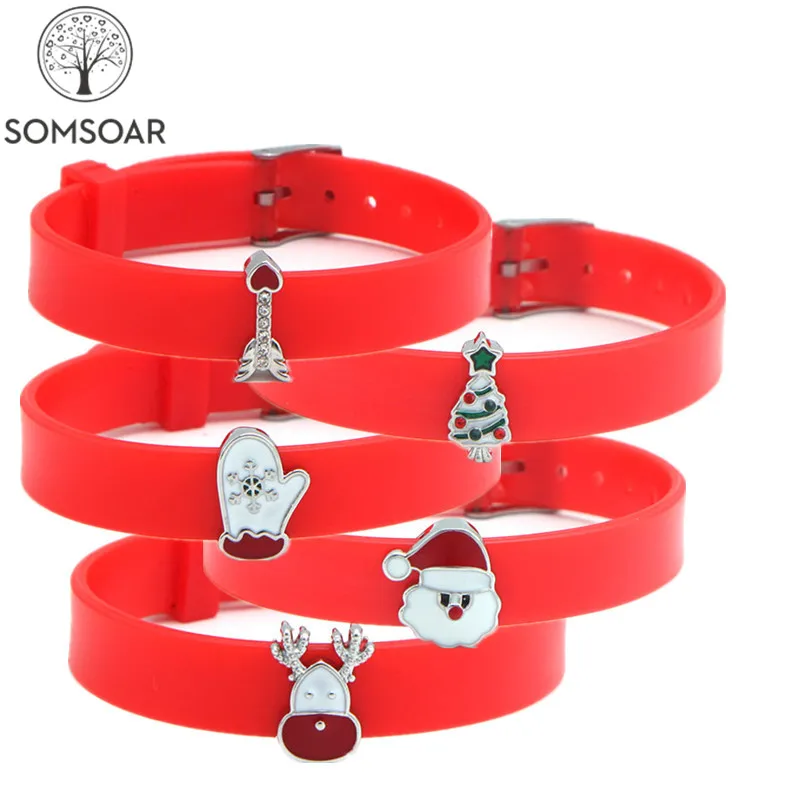 Прямая поставка Somsoar ювелирные изделия красный Силиконовый Рождественский