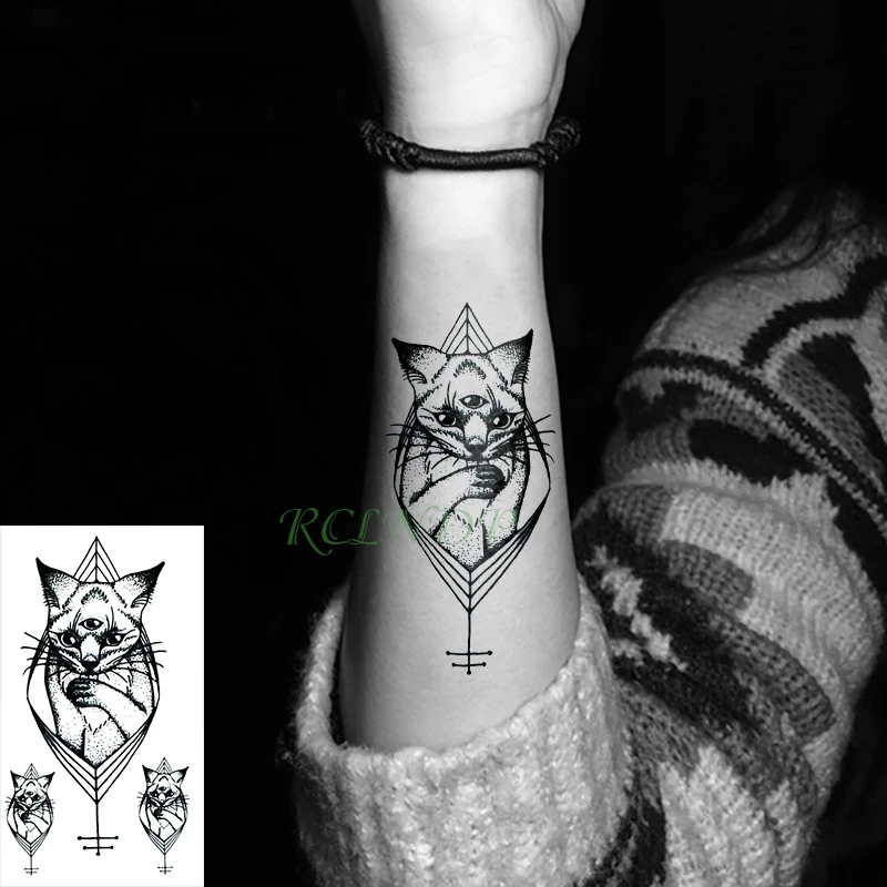 Водонепроницаемая Временная тату наклейка кленовый лист мышка Кот lucky tatto флэш
