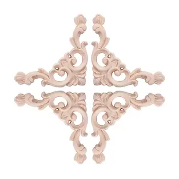 

6PCS Wood Carved Decal Corner Onlay Applique Frame Wood Cabochons