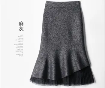 

E Women's Skirt Pleated Velvet Autumn Winter 2019 High Waist Patchwork Skirts For Women Velvet Pleated Winter Midi Skirt