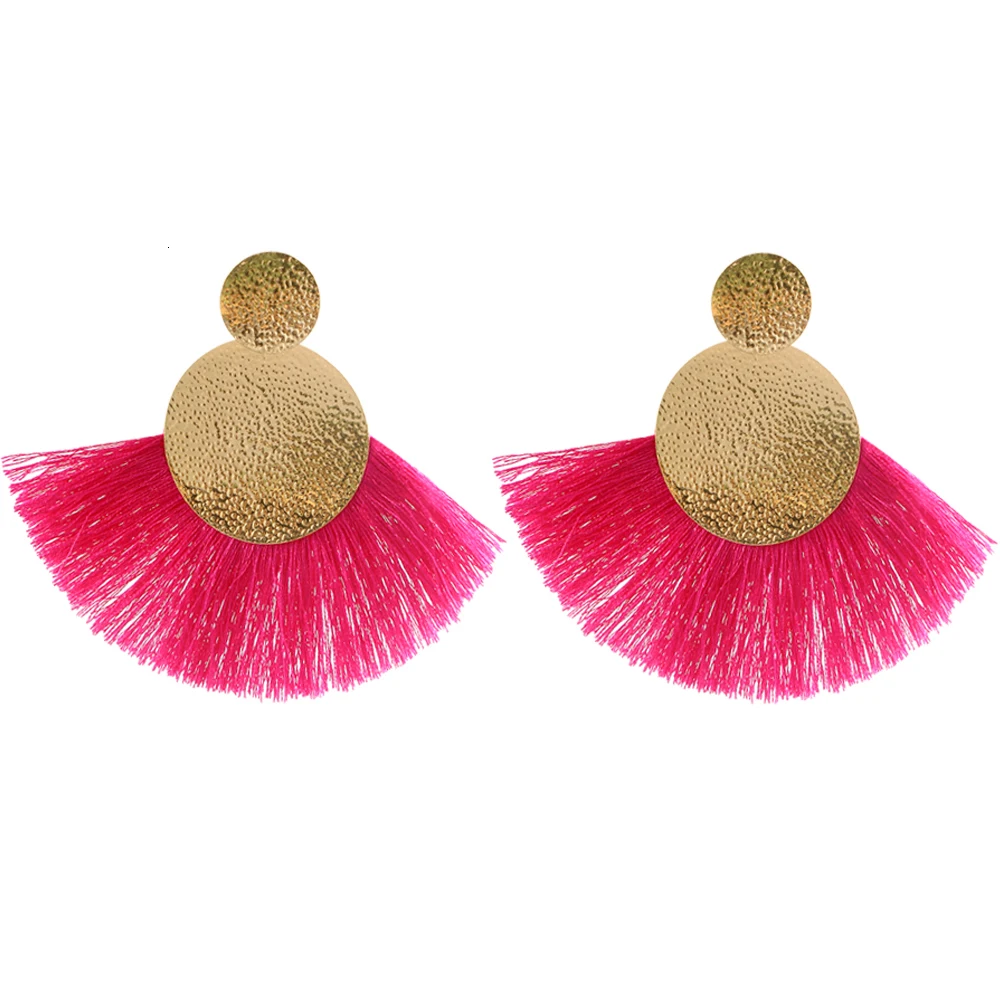 E57872018 Fashion Red Long Tassel Drop Earrings Vintage Ethnic Fringed Dangle Earrings Women Jewelry Bohemian Ear Drop Brincos CS27