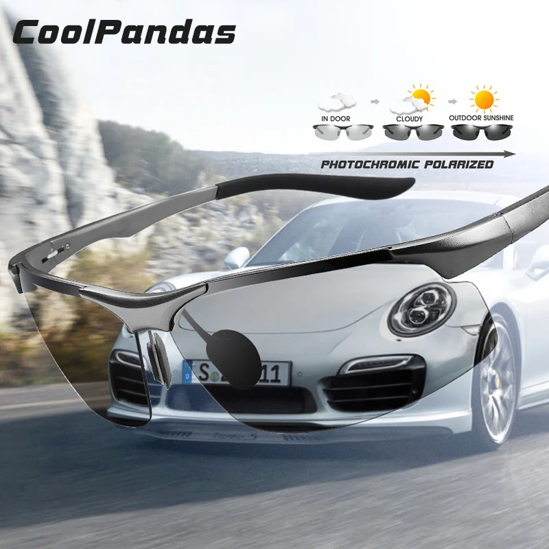 Coolpandas Driving Photochromic Polarized Sunglasses Men Aluminum Day Night Vision Goggles Sun glasses oculos de sol masculino