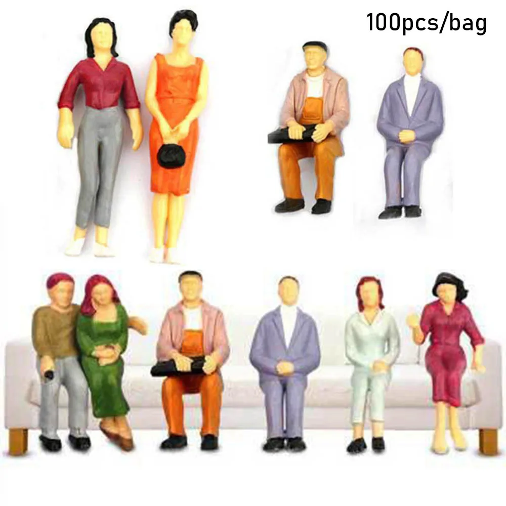 100 шт., модели, строительные фигурки, пассажиры, поезд, пейзаж, 1:100/1:150, смешанные цвета, поза, макет здания, Модель людей