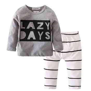 

2019 New Products Listed Spring and Autumn Baby Boys 0-2Years Children's Sets Striped stripe Children's Clothing 2PCS