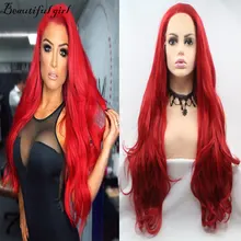 26 дюймов Красная волна тела 13*3 синтетический парик фронта шнурка жаропрочные волокна свободный пробор естественные волосы для черных женщин парики
