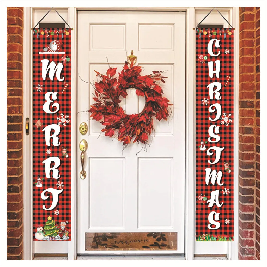 30x180 см веселые рождественские украшения для штор, двери, флаг, Висячие картины, настенные наклейки для комнаты, рождественские украшения для дома