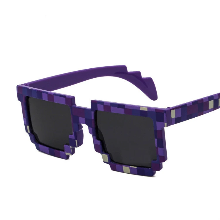 Модные солнцезащитные очки экшн-игры игрушки с EVA чехол подарки для детей миникрафтер квадратные очки - Цвет: Purple