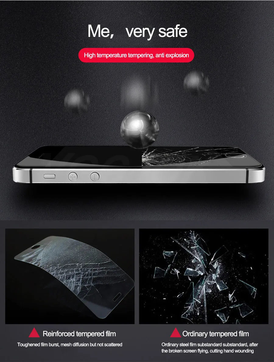Защитное стекло 9H с защитой от взрыва на для iPhone 5S, se 5C 5 Защита для экрана закаленное стекло для iPhone 5S, SE 5 4 4s полное покрытие стекло