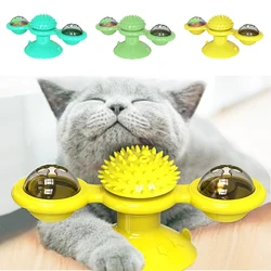 Brinquedo interativo do gato, moinho de vento portátil, coçar escova de cabelo, grooming, massagem, ventosa, catnip, quebra cabeça, brinquedo de treinamento