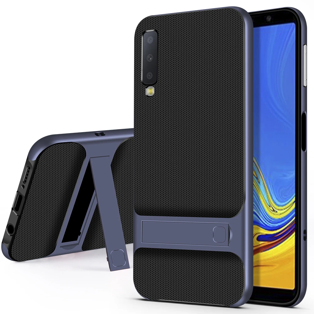 Blue Для samsung Galay чехол C5 2016J510 J710J7 J7109 J5Prime On5 J7Prime On7 Мода ромбика текстура кронштейн ТПУ+ ПК чехол для телефона - Цвет: Blue