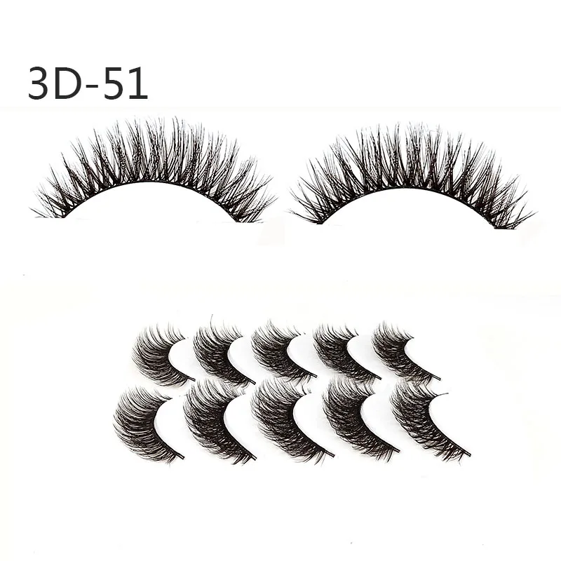 3D-51-5Pairs 5 пар 3D Искусственные норковые накладные ресницы для наращивания, пушистые ресницы для макияжа, инструменты для наращивания - Цвет: 3D-51-5Pairs