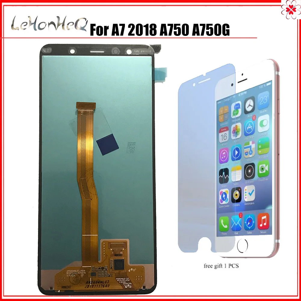 100% супер AMOLED lcd для samsung Galaxy A7 2018 A750 A750F сенсорный экран дигитайзер ЖК-дисплей в